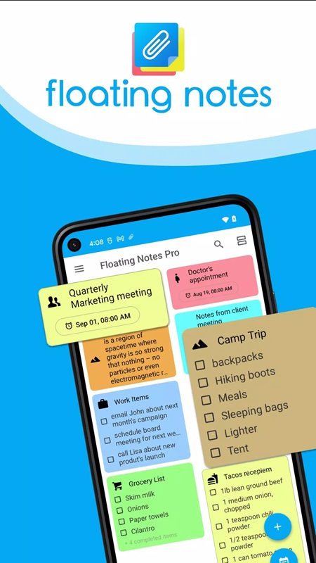 Easily create floating notes on your phone screen in Floating Notes MOD APK