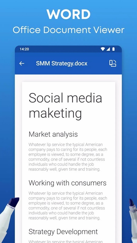 Edit simple office documents with multiple doc/Docx formats in Office Reader MOD APK