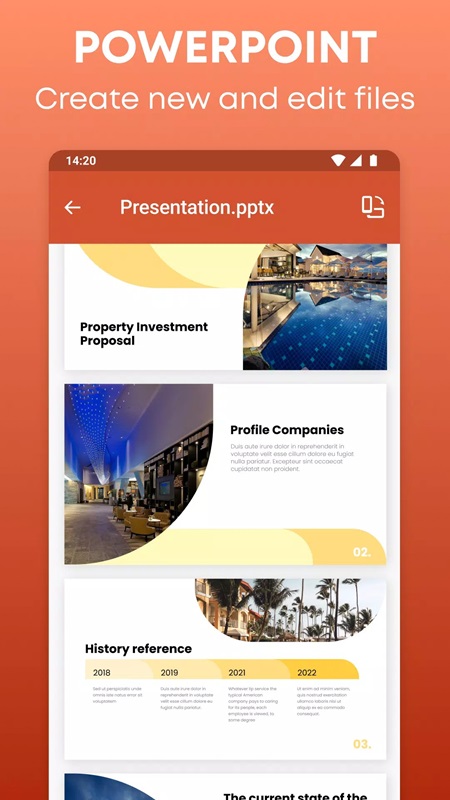 Create and edit Powerpoint presentations easily on your phone in Office Reader MOD APK