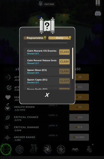 Complete quests to receive rewards in Whispers of the Forest MOD APK