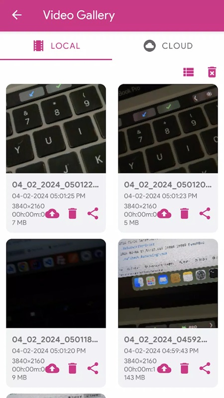 Store videos after recording safely on Local or Cloud in Vigil MOD APK