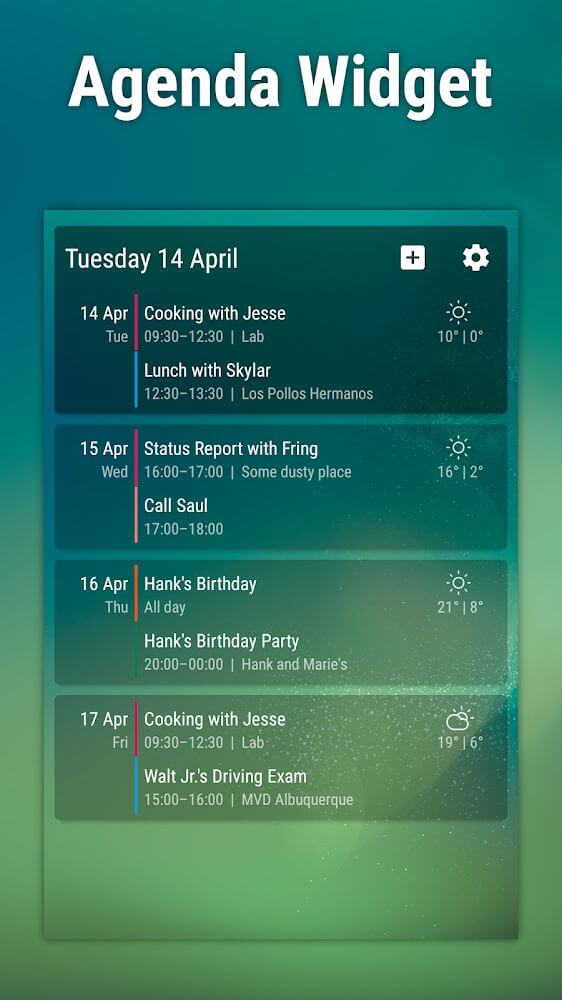 Event Flow Calendar Widget