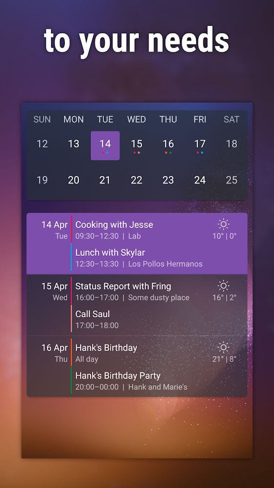 Event Flow Calendar Widget