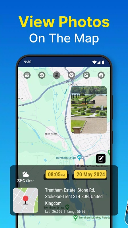View photos after tagging location on map in GPS Photo MOD APK