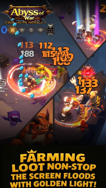 Collect powerful equipment dropped after defeating monsters in Abyss Of War MOD APK