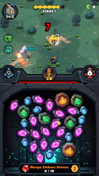 Merge stones together to create moves, support your warriors in Bingbing Knights MOD APK