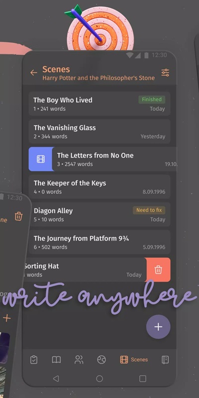 Build different scenes to make the story more interesting in Fabula. Story Planner MOD APK