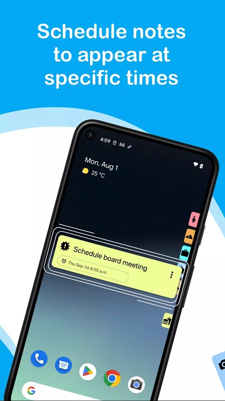 Set up notes schedule to appear at specific time in Floating Notes MOD APK
