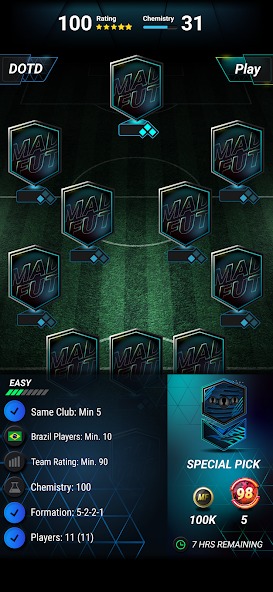 Create your own football team in MADFUT 26 MOD APK