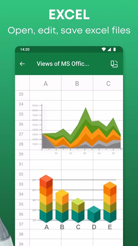 Create and edit files with Excel format quickly in Office Reader MOD APK