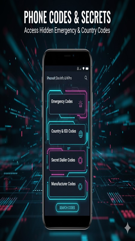 Access hidden emergency codes and country codes in PhoneX MOD APK