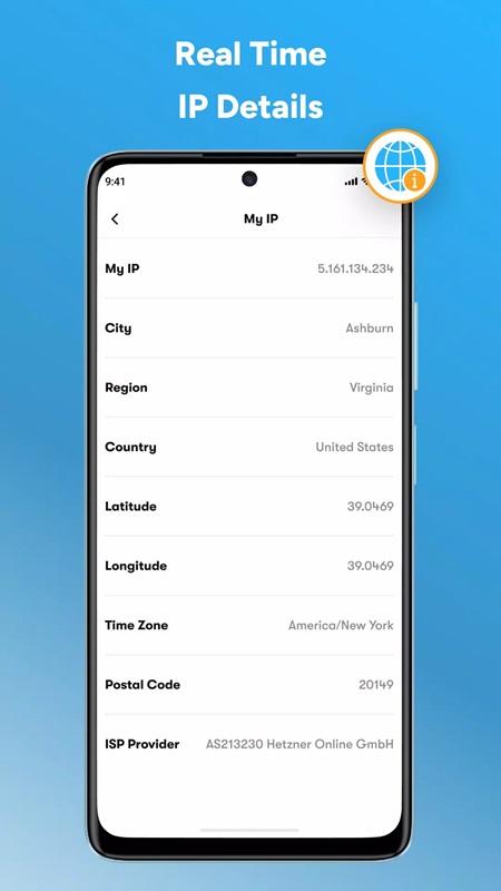 Easily track detailed IP address information in QuixVPN MOD APK
