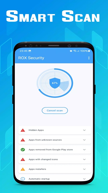 With just one system scan, malicious applications were detected in Rox Security MOD APK